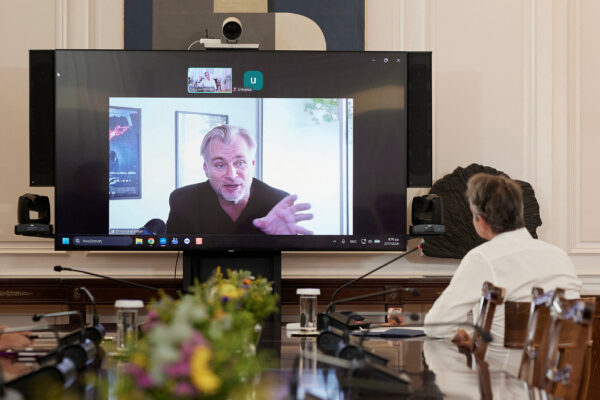 „The Odyssey“ Director Nolan talks to Greek Prime Minister Mitsotakis during a video call in Athens
