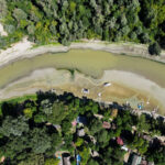 Low water levels on the Danube River in Bezdan