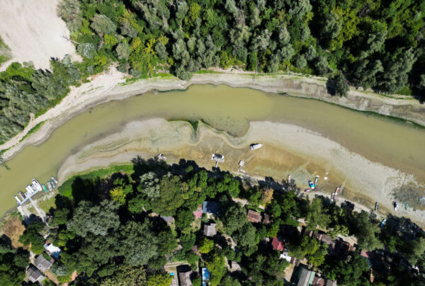 Low water levels on the Danube River in Bezdan