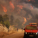 Wildfire burns on Mount Kithairon