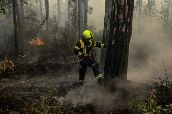 Wildfire burns in Serbia