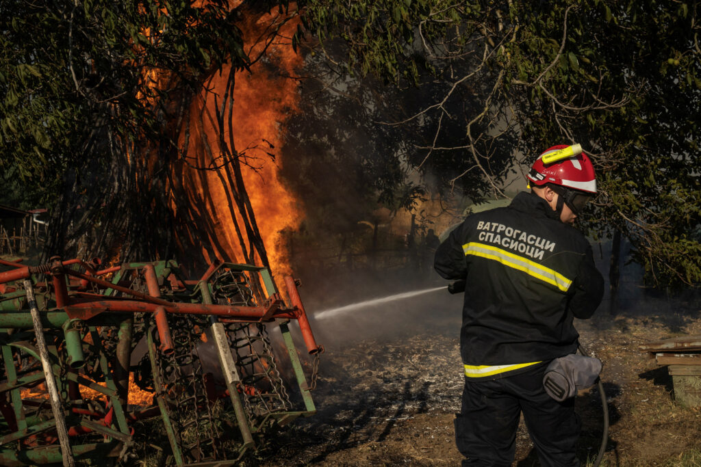 Wildfire burns in Serbia