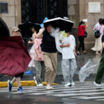 Strong winds ahead of the arrival of Typhoon Dolphin in Shanghai