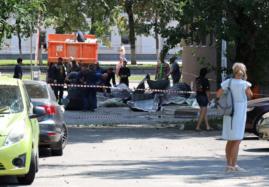 Aftermath of a Ukrainian drone attack in Belgorod