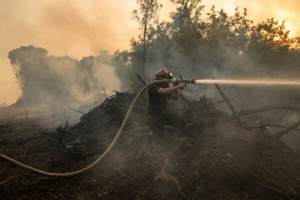Wildfire burns in Serbia