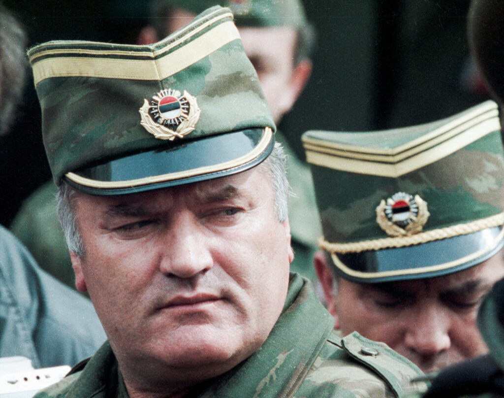 FILE PHOTO: Bosnian Serb General Ratko Mladic leaves a meeting at the airport in Sarajevo