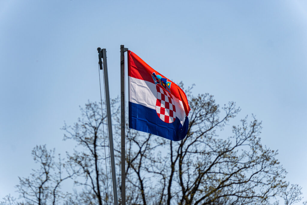 Beautiful shot of the flag of Croatia against the sky