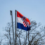 Beautiful shot of the flag of Croatia against the sky