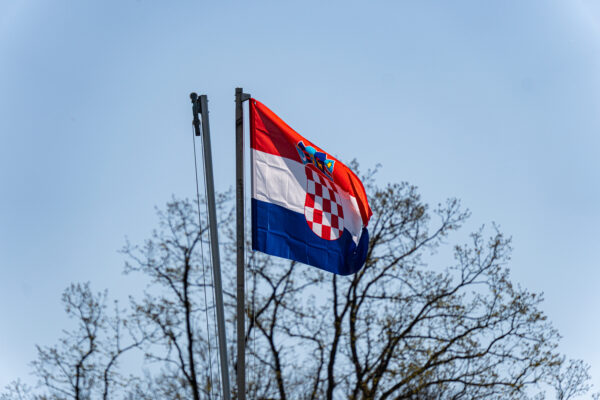 Beautiful shot of the flag of Croatia against the sky