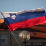 National flag of Slovenia waving in the wind