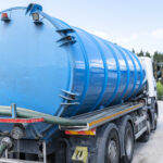 A truck with a large tank for pumping out a septic tank with a capacity of more than 20 cubic meters.