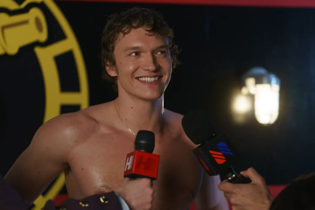 Connor Storrie as Ilya Rozanov in Heated Rivalry.