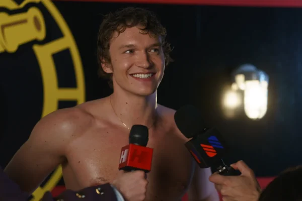 Connor Storrie as Ilya Rozanov in Heated Rivalry.